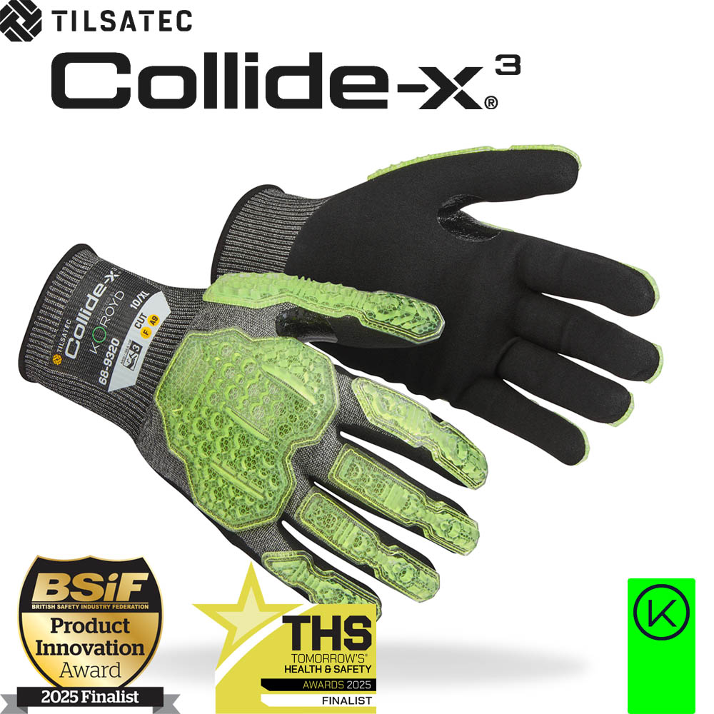 Collide-x3 medium weight impact level 3 glove with sandy nitrile palm coating