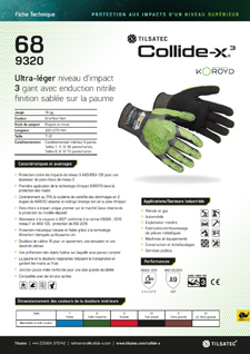 Collide-x3 ultra-lightweight impact level 3 glove with sandy nitrile palm coating